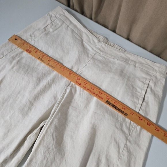 J Jill Pants Womens 18 Beige Linen Blend Pull On Straight Leg Beach Coastal - Picture 8 of 13